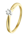 14K Bicolor Geel- En Witgoud Geel/Wit Ring Diamant 0.08Ct H Si 4208350