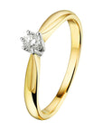 14K Bicolor Geel- En Witgoud Geel/Wit Ring Diamant 0.10Ct H Si 4208353