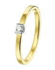 14K Bicolor Geel- En Witgoud Geel/Wit Ring Diamant 0.05Ct H Si 4208356