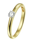 14K Bicolor Geel- En Witgoud Geel/Wit Ring Diamant 0.15Ct H Si 4208376