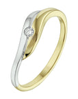 14K Bicolor Geel- En Witgoud Geel/Wit Ring Met Zirkonia 4208439