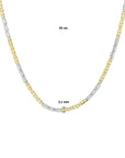 14K bicolor goud geel/wit collier valkenoog met tussenstuk 2,1 mm 45 cm 4208483