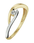 14K Bicolor Geel- En Witgoud Geel/Wit Ring Met Zirkonia 4208583