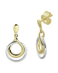 14K Bicolor Goud Geel/Wit Oorhangers Rond 4208594