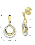 14K Bicolor Goud Geel/Wit Oorhangers Rond 4208594