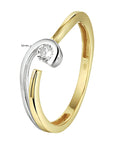 14K Bicolor Geel- En Witgoud Geel/Wit Ring Met Zirkonia 4208608