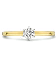 14K Bicolor Geel- En Witgoud Geel/Wit Ring Diamant 0.25Ct H Si 4208679