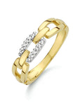 14K Bicolor Geel- En Witgoud Geel/Wit Ring Schakel Diamant 0.05Ct H Si 4208686