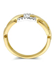 14K Bicolor Geel- En Witgoud Geel/Wit Ring Schakel Diamant 0.05Ct H Si 4208686