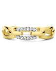 14K Bicolor Geel- En Witgoud Geel/Wit Ring Schakel Diamant 0.05Ct H Si 4208686