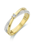 14K Bicolor Geel- En Witgoud Geel/Wit Ring Diamant 0.13Ct H Si 4208691