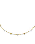 14K bicolor goud geel/wit collier bolletjes gediamanteerd 3,0 mm 40 - 42 - 44 cm 4208871