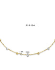 14K bicolor goud geel/wit collier bolletjes gediamanteerd 3,0 mm 40 - 42 - 44 cm 4208871