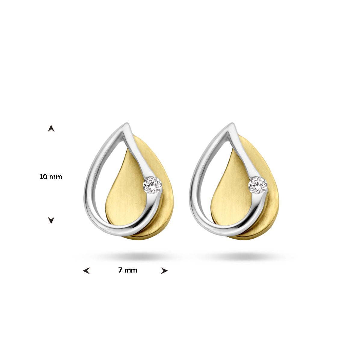 Bicolor gouden oorknoppen diamant 0.03ct (2x 0.015ct) h si - PSN4208883