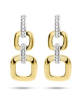 14K Bicolor Goud Geel/Wit Oorhangers Schakel Diamant 0.11Ct (2X 0.055Ct) H Si 4208886