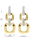 14K Bicolor Goud Geel/Wit Oorhangers Schakel Diamant 0.11Ct (2X 0.055Ct) H Si 4208886