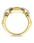 14K Bicolor Geel- En Witgoud Geel/Wit Ring Schakel Diamant 0.11Ct H Si 4208888