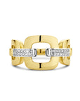 14K Bicolor Geel- En Witgoud Geel/Wit Ring Schakel Diamant 0.11Ct H Si 4208888