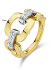 14K Bicolor Geel- En Witgoud Geel/Wit Ring Schakel Diamant 0.11Ct H Si 4208888