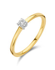 14K Bicolor Geel- En Witgoud Geel/Wit Aanzoeksring Diamant 0.15Ct H Si 4208905