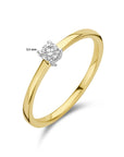 14K Bicolor Geel- En Witgoud Geel/Wit Aanzoeksring Diamant 0.15Ct H Si 4208905