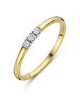 14K Bicolor Geel- En Witgoud Geel/Wit Memoire Ring Trilogie Diamant 0.09Ct H Si 4208922