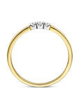 14K Bicolor Geel- En Witgoud Geel/Wit Memoire Ring Trilogie Diamant 0.09Ct H Si 4208922