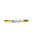 14K Bicolor Geel- En Witgoud Geel/Wit Memoire Ring Trilogie Diamant 0.09Ct H Si 4208922