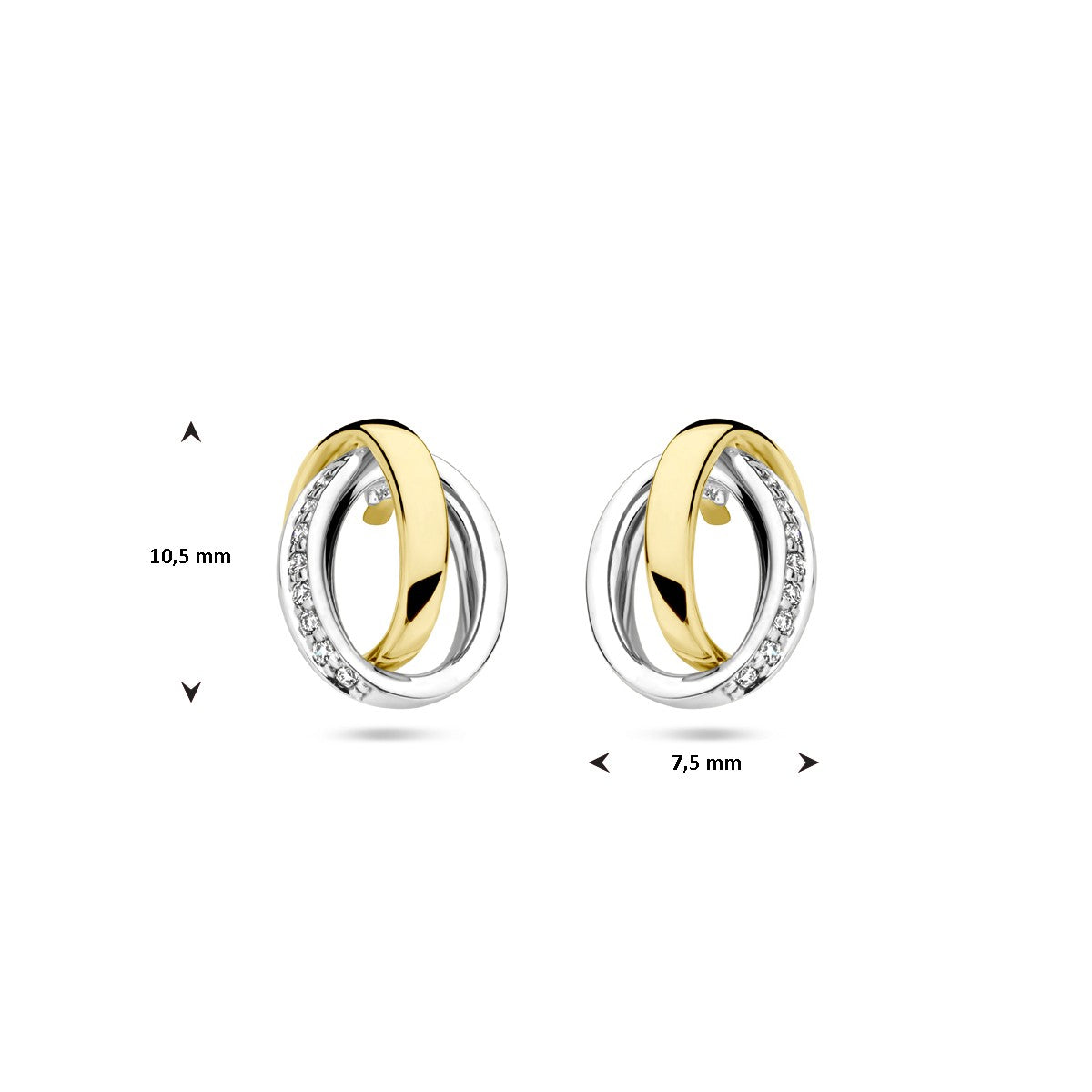 4k Bicolor gouden oorknoppen diamant 0.05ct (2x 0.025ct) h si - PSN4208953