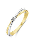 14K Bicolor Geel- En Witgoud Geel/Wit Ring Diamant 0.03Ct H Si 4208954