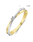 14K Bicolor Geel- En Witgoud Geel/Wit Ring Diamant 0.03Ct H Si 4208954