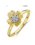 14K Bicolor Geel- En Witgoud Geel/Wit Ring Bloem Diamant 0.11Ct H Si 4208960