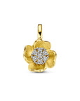 14K bicolor goud geel/wit hanger bloem en diamant 0.11ct h si 4208965