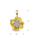 14K bicolor goud geel/wit hanger bloem en diamant 0.11ct h si 4208965