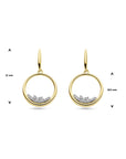 14K Bicolor Goud Geel/Wit Oorhangers Cirkel Diamant 0.23Ct (2X 0.115Ct) H Si 4208973