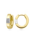 14K Bicolor Goud Geel/Wit Klapoorringen Diamant 0.07Ct (2X0.035Ct) H Si 4208984