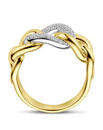 14K Bicolor Geel- En Witgoud Geel/Wit Ring Schakel Diamant 0.21Ct H Si 4208992