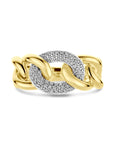 14K Bicolor Geel- En Witgoud Geel/Wit Ring Schakel Diamant 0.21Ct H Si 4208992