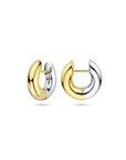 14K bicolor goud geel/wit klapoorringen 19 mm - 4209033