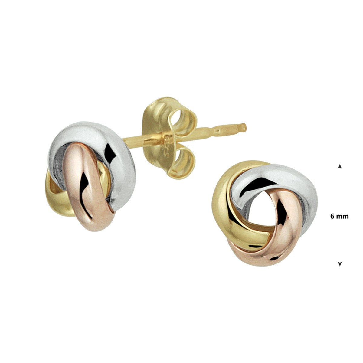 Gouden oorknoppen tricolor 14K tricolor goud - 4300535