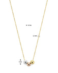 14K tricolor goud collier tricolor bolletjes 42 - 45 cm 4300611