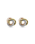 14K Tricolor Goud Oorknoppen 9 mm met Zirkonia - 4300612