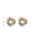 14K Tricolor Goud Oorknoppen 9 mm met Zirkonia - 4300612