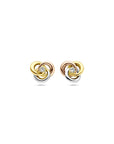 14K tricolor goud oorknoppen zirkonia 7 mm - 4300613