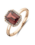 14K Ros√©goud Ring Granaat En Diamant 0.10Ct H Si 4401548