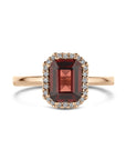 14K Ros√©goud Ring Granaat En Diamant 0.10Ct H Si 4401548