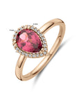 14K Roségoud Ring Roze Rhodoliet En Diamant 0.08Ct H Si 4401567