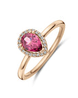 14K Ros√©goud Ring Roze Rhodoliet En Diamant 0.06Ct H Si 4401571