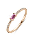 14K Ros√©goud Ring Roze Saffier En Diamant 0.06Ct H Si 4401599