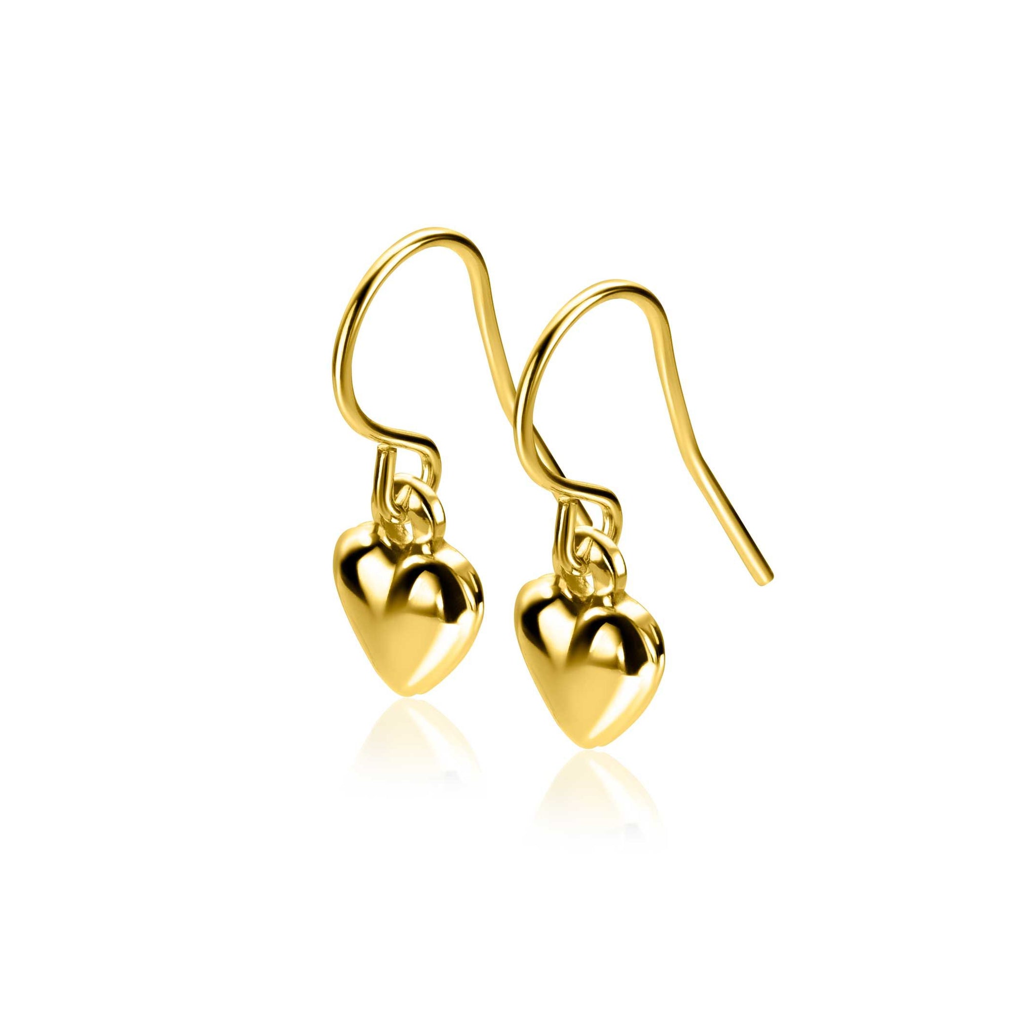 Zinzi 23mm gold plated zilveren oorhangers met bol hart ZIO2661